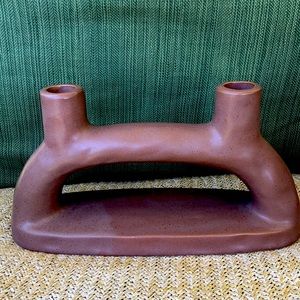 CO-OP Modern stoneware double taper candle holder